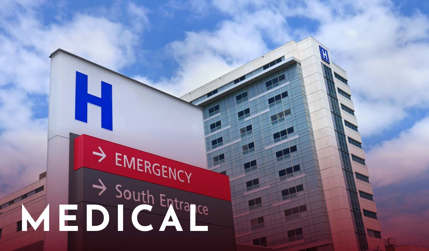 A hospital exterior.